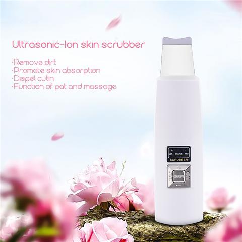 Ultrasonic Skin Scrubber Face Cleanser Blackhead Acne Removal Facial Spa Vibration Massager Ultrasound Peeling Clean Machine 394 CJdropshipping